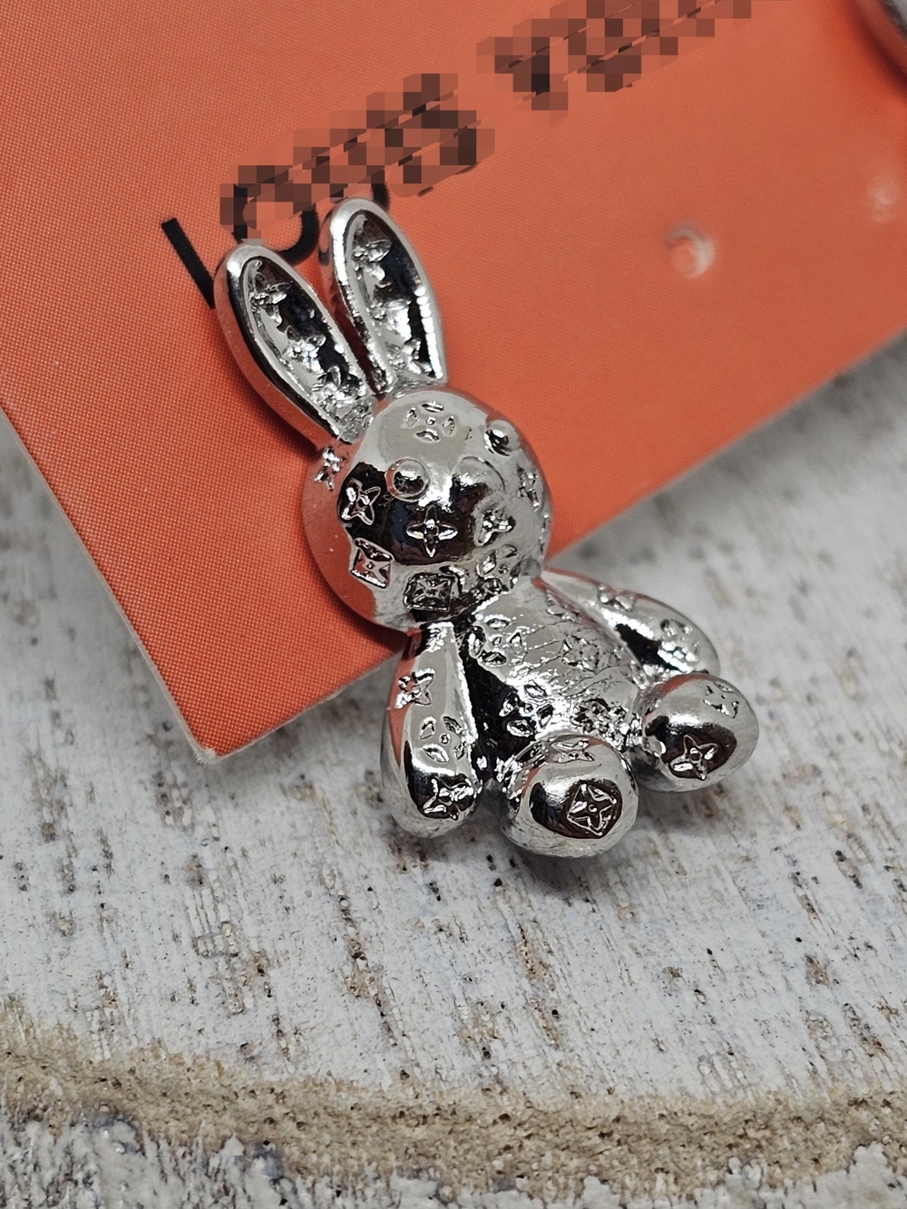 Monogram Silver Rabbit Earrings - Picture 3 of 3